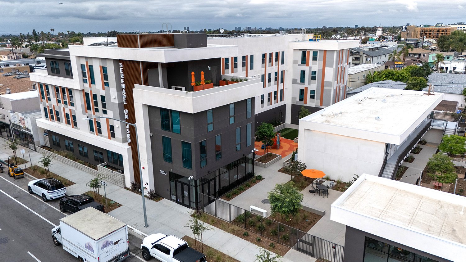 Aerial shot of the Serenade on 43rd development by Sun Country Builders