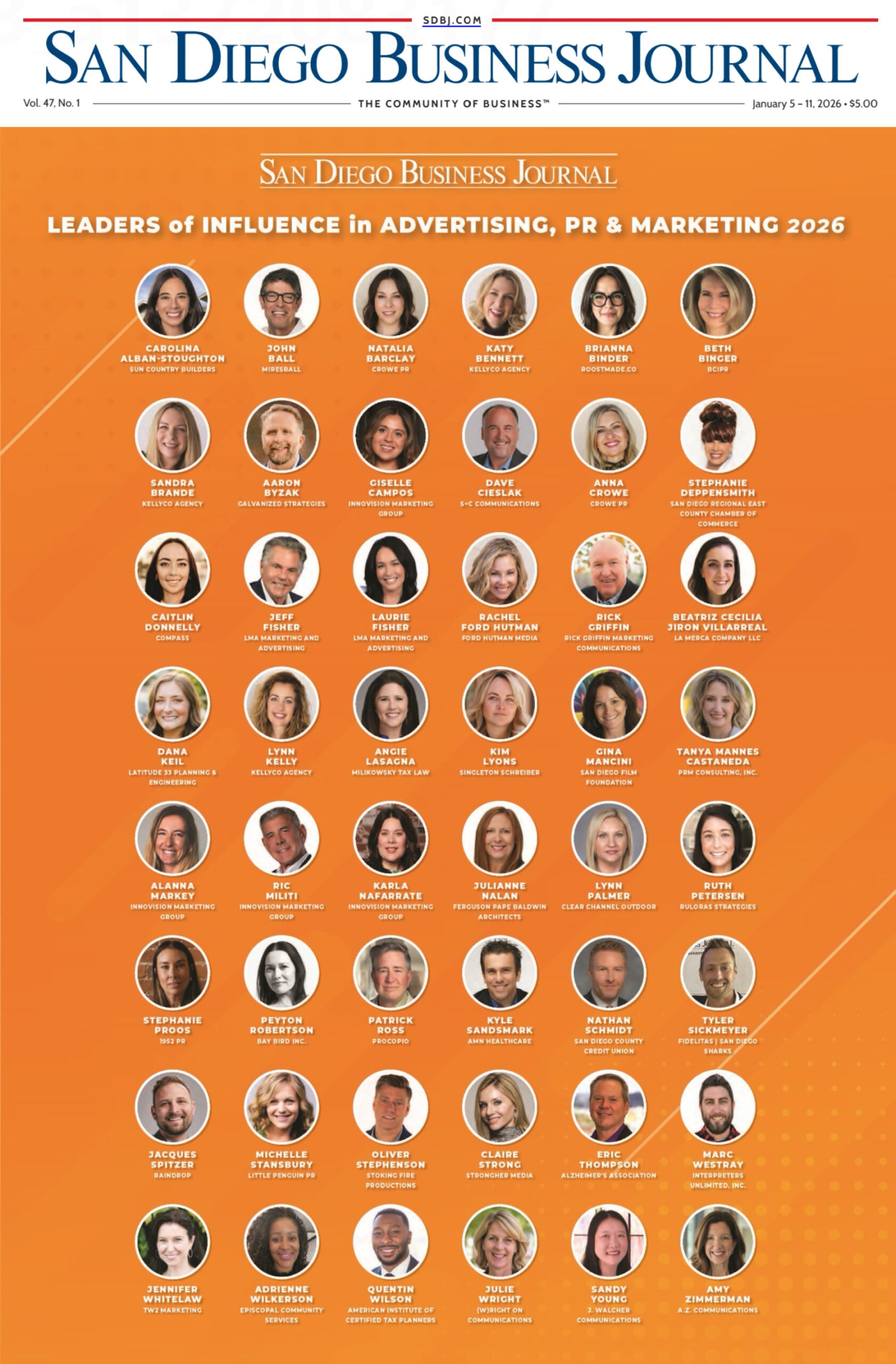 San Diego Business Journal’s 2026 Leaders of Influence in Advertising, PR & Marketing