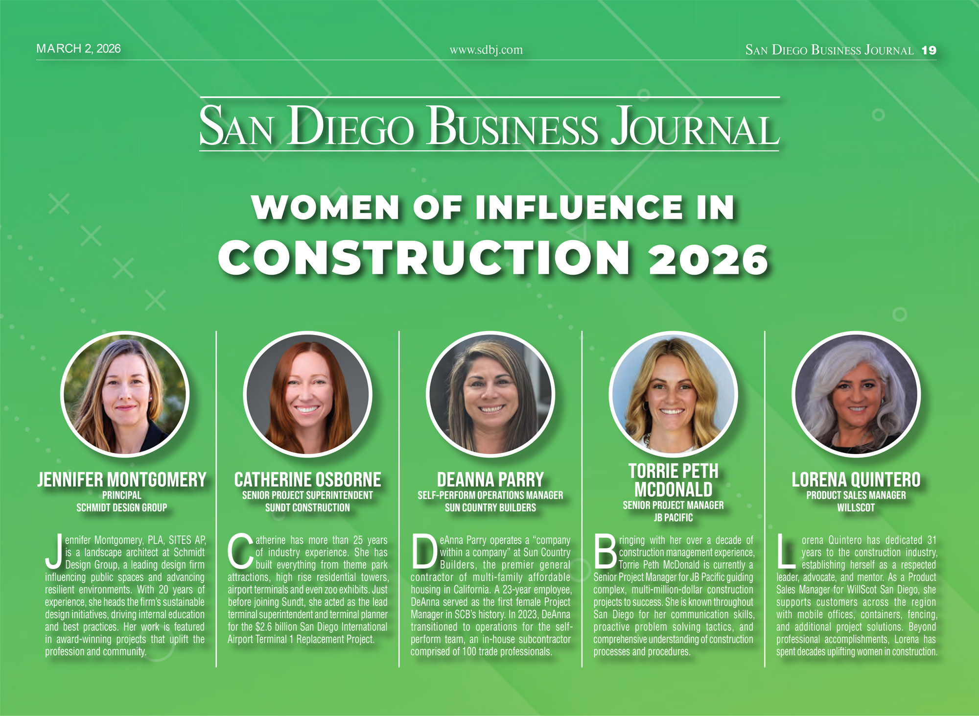 San Diego Business Journal Women of Influence in Construction 2026